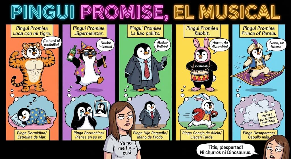 Pingui promises: el arte de prometer hasta meter