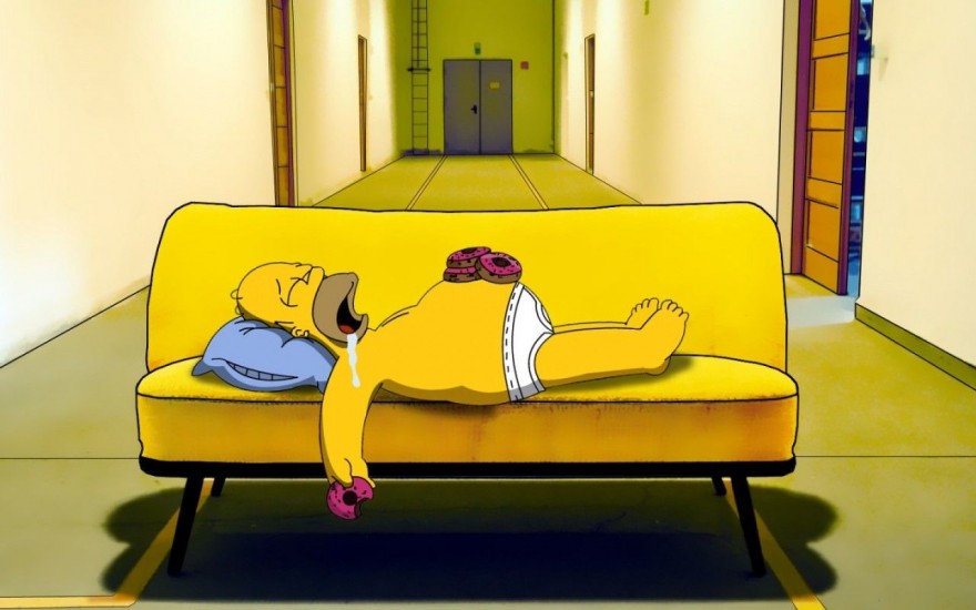 Homer Simpson dormido sofá