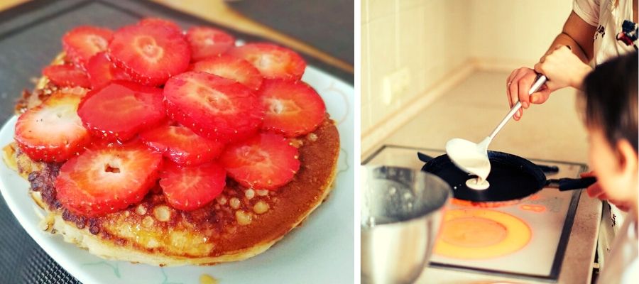 Receta: Tortitas cl&aacute;sicas con fresas y miel