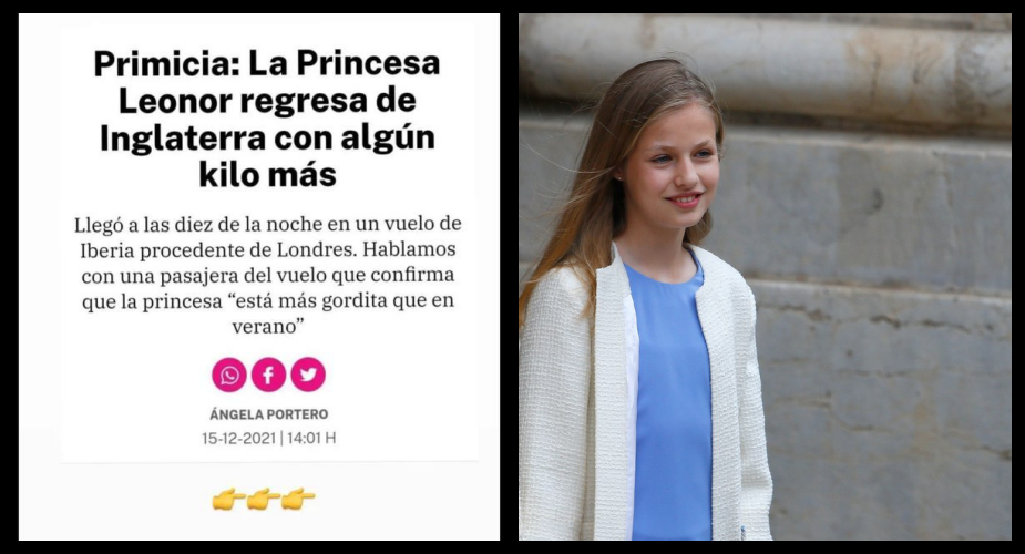 PRIMICIA: ‘La princesa Leonor regresa de Inglaterra con algún kilo más’