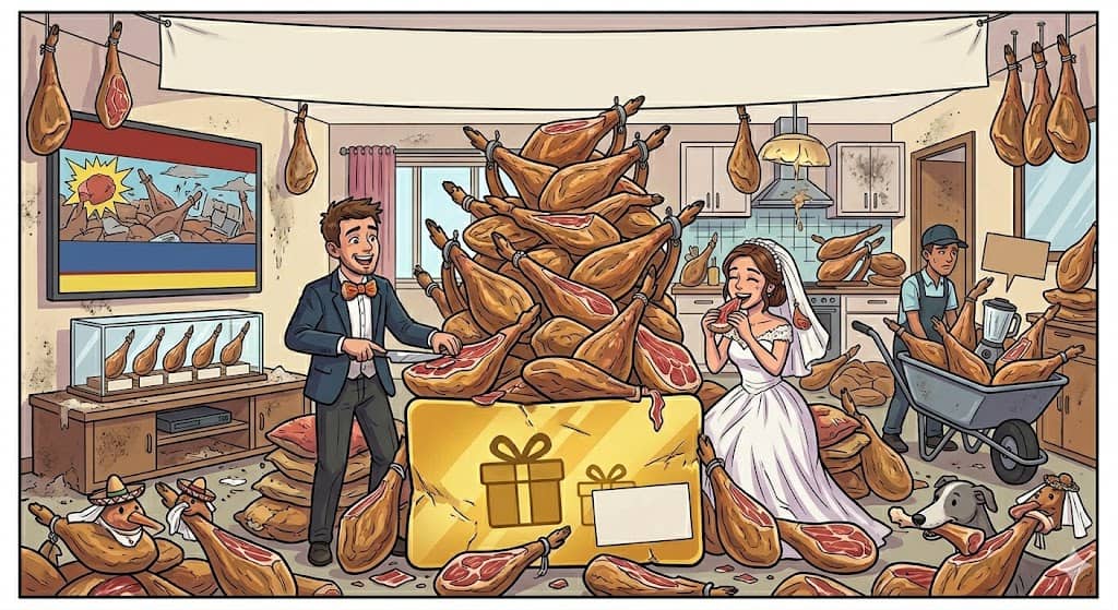 Me regalaron por mi boda una gran cantidad de mierda y la cambi&eacute; por jamones
